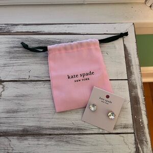 kate spade Pink Drawstring Pouch with Crystal Stud Earrings